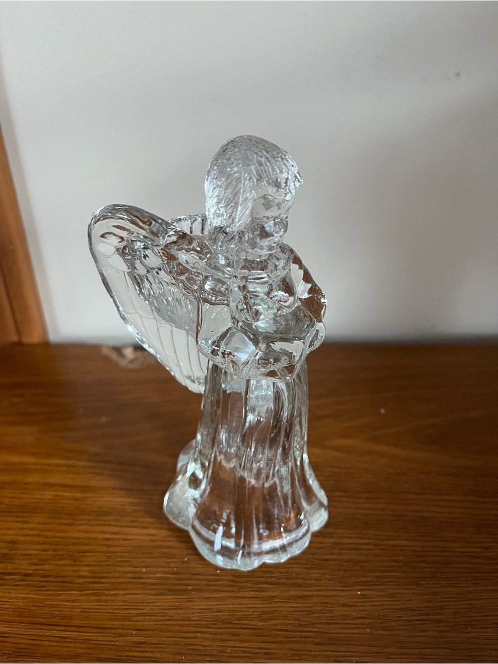 Clear Glass Angel Figurine - Decorative Home Art